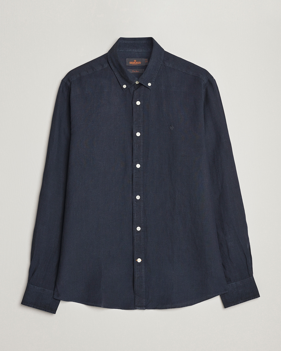 Herr |  | Morris | Douglas Linen Button Down Shirt Navy