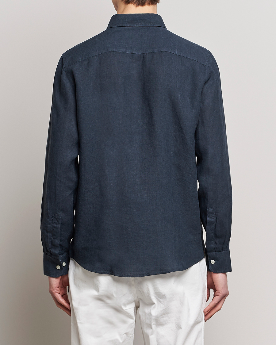 Herre | Skjorter | Morris | Douglas Linen Button Down Shirt Navy