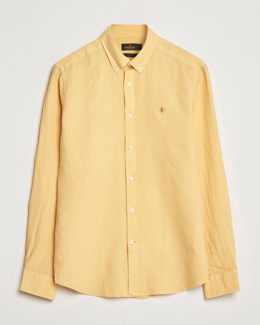 Herre | Skjorter | Morris | Douglas Linen Button Down Shirt Yellow