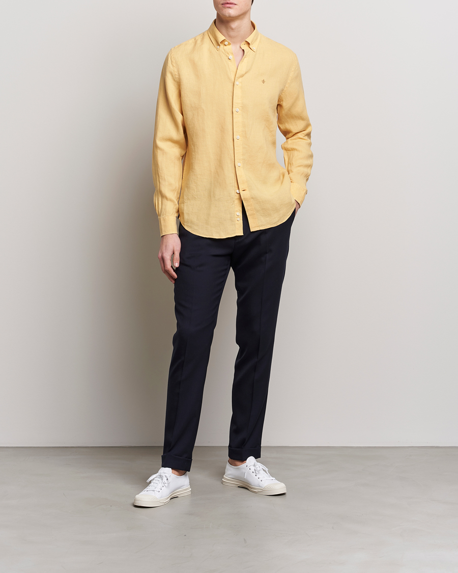 Herre | Skjorter | Morris | Douglas Linen Button Down Shirt Yellow