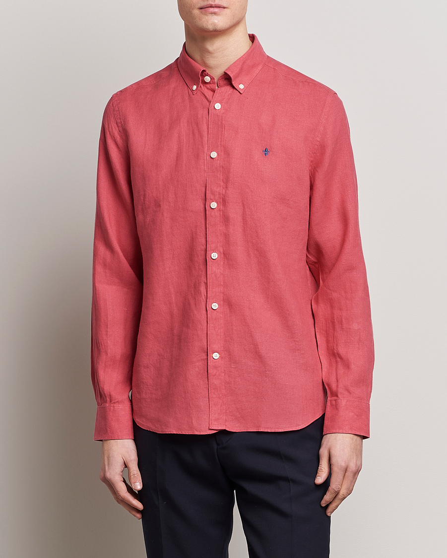 Herre | Skjorter | Morris | Douglas Linen Button Down Shirt Red