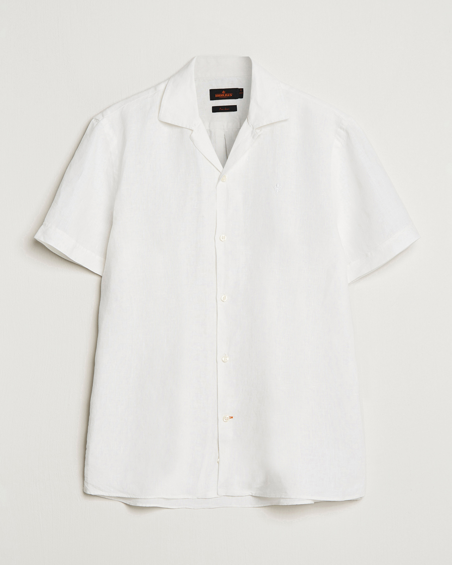 Herre | Skjorter | Morris | Douglas Linen Short Sleeve Shirt White