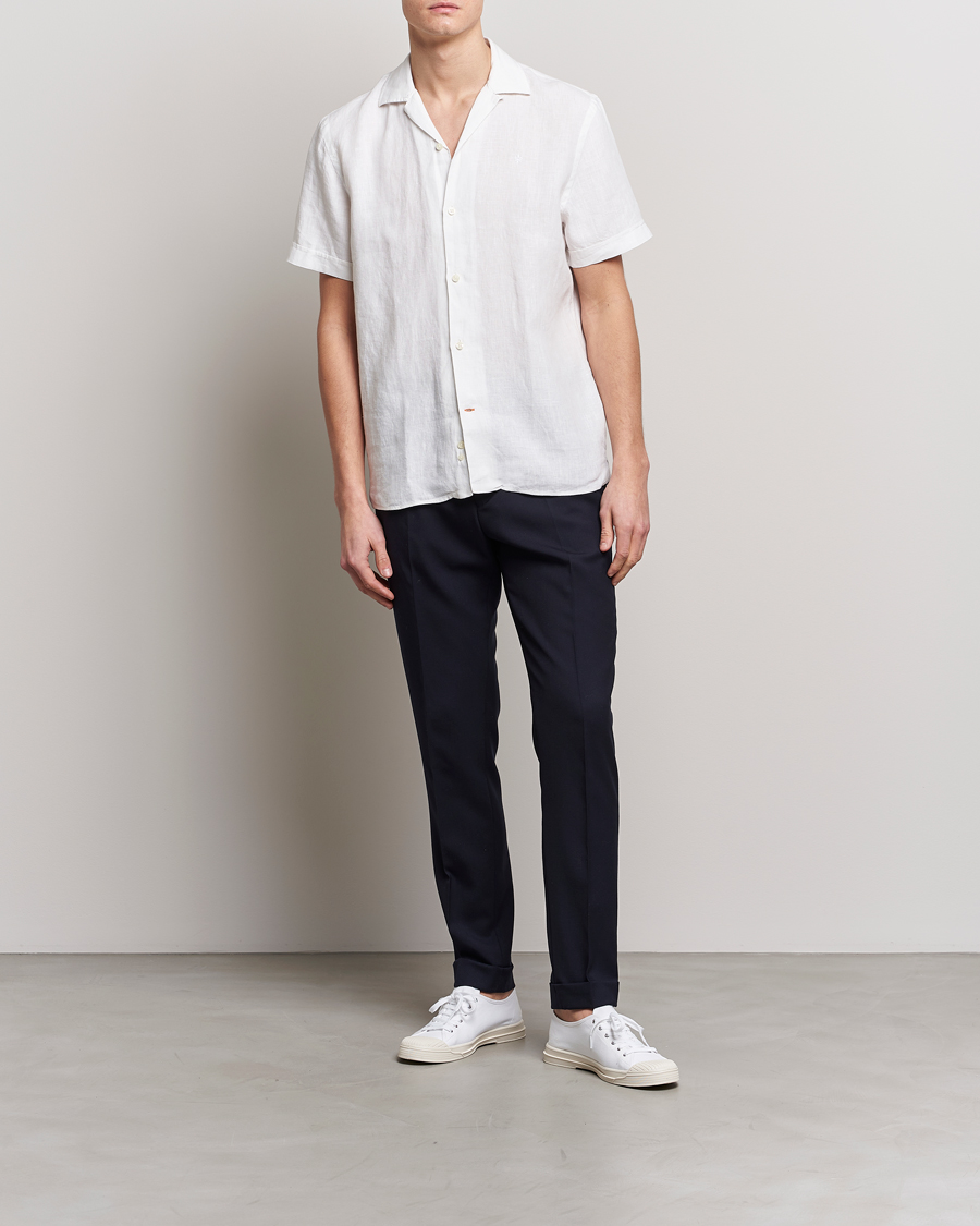 Herre | Skjorter | Morris | Douglas Linen Short Sleeve Shirt White