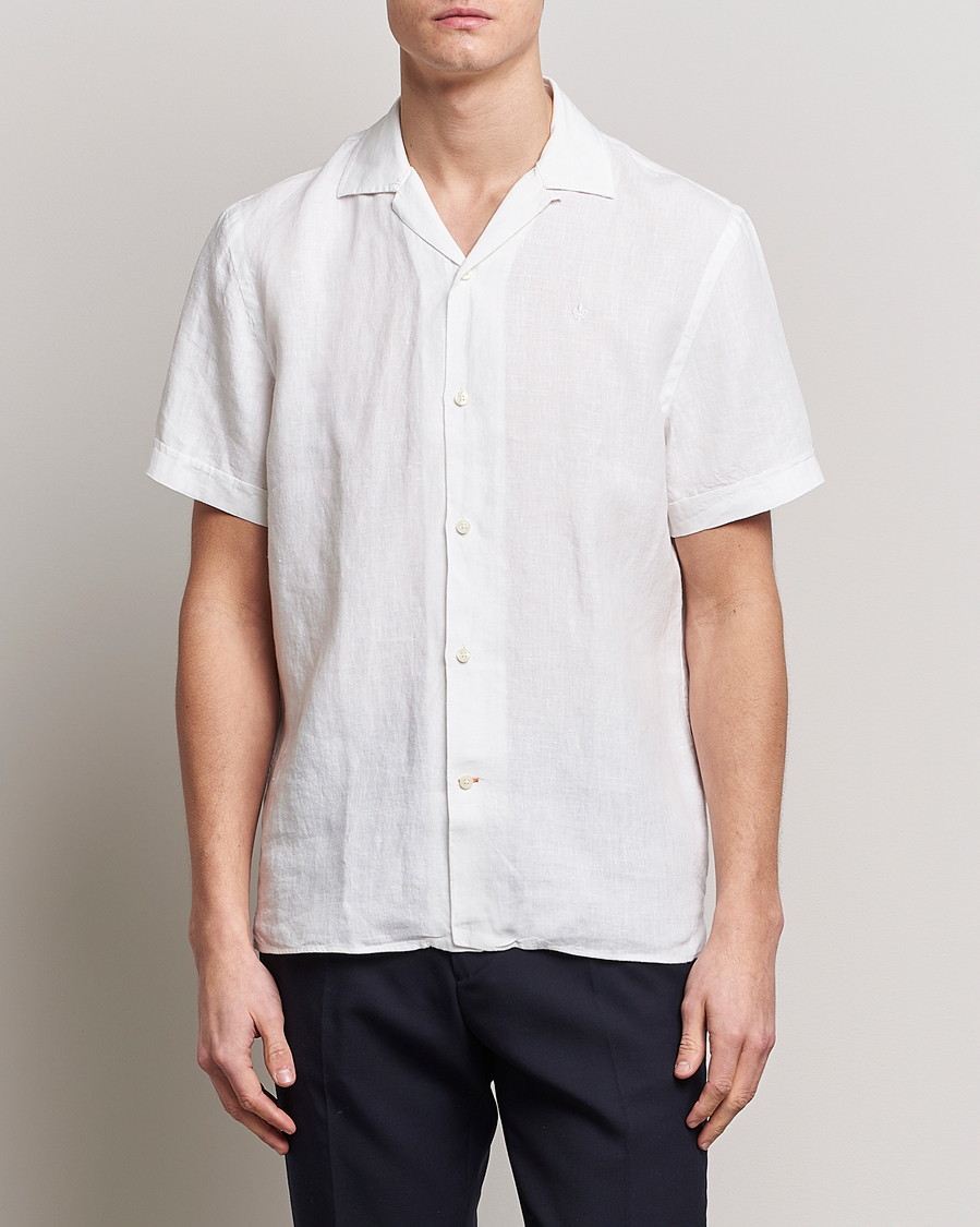 Herre | Skjorter | Morris | Douglas Linen Short Sleeve Shirt White