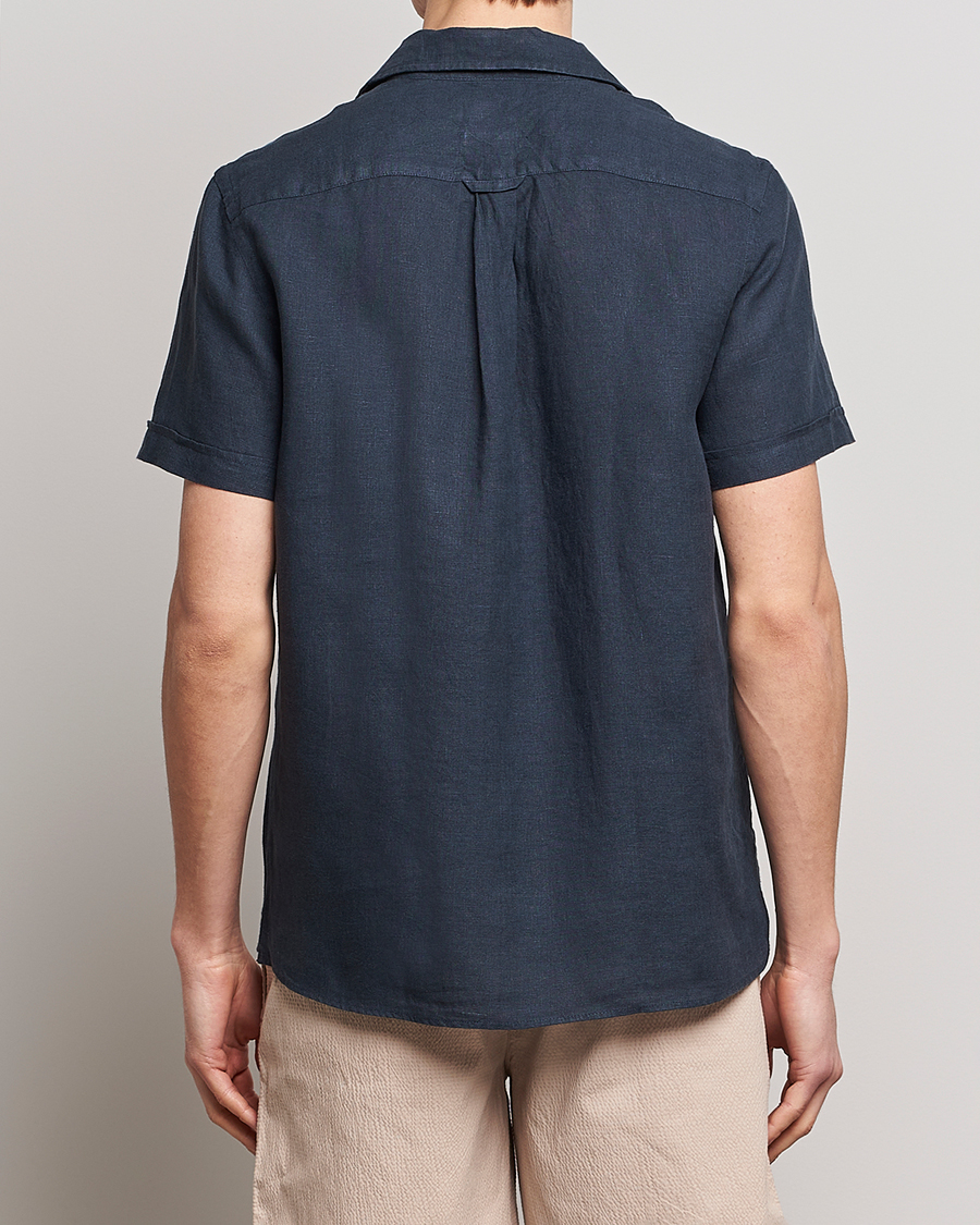 Herre | Skjorter | Morris | Douglas Linen Short Sleeve Shirt Navy