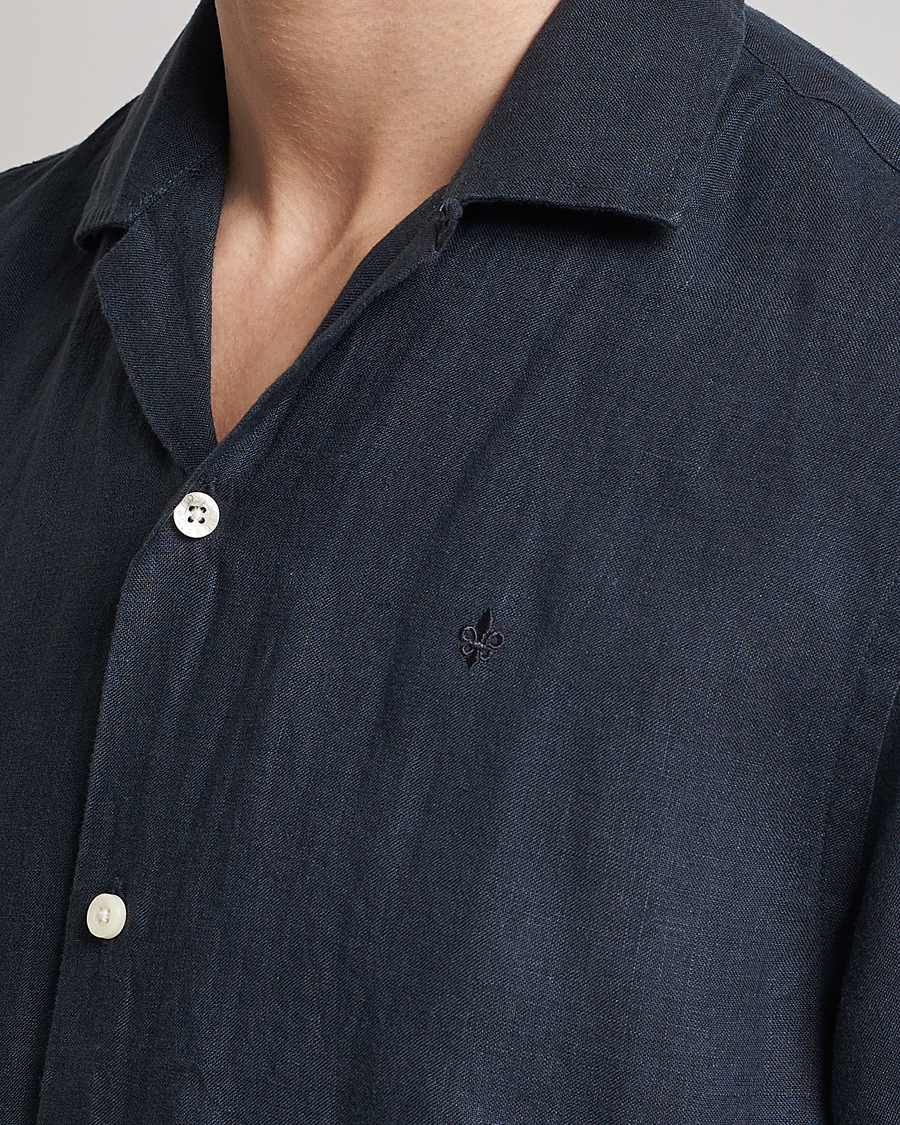 Herre | Skjorter | Morris | Douglas Linen Short Sleeve Shirt Navy
