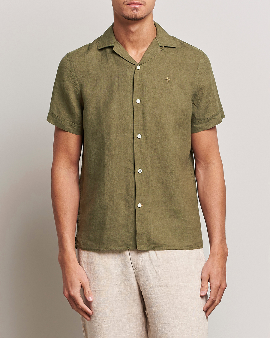 Herre | Skjorter | Morris | Douglas Linen Short Sleeve Shirt Dark Green