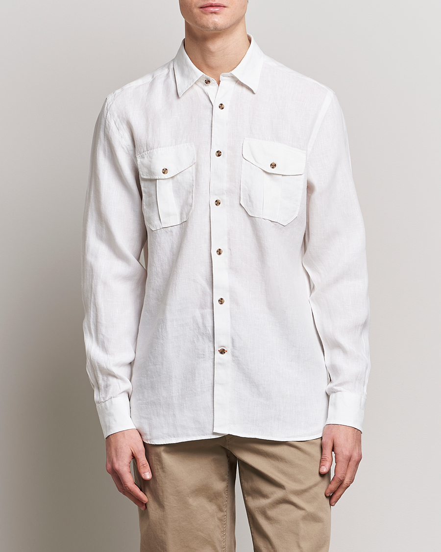 Herre | Skjorter | Morris | Safari Linen Shirt White