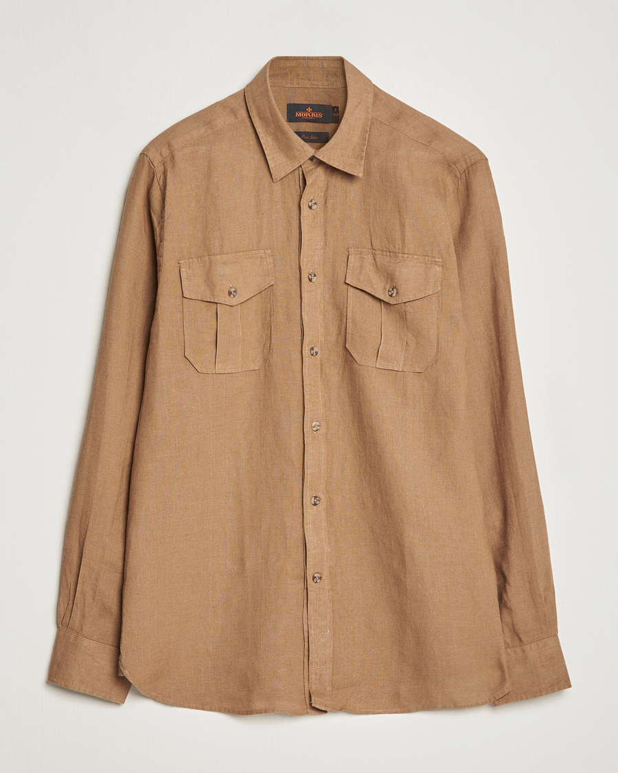 Herre | Skjorter | Morris | Safari Linen Shirt Khaki Brown