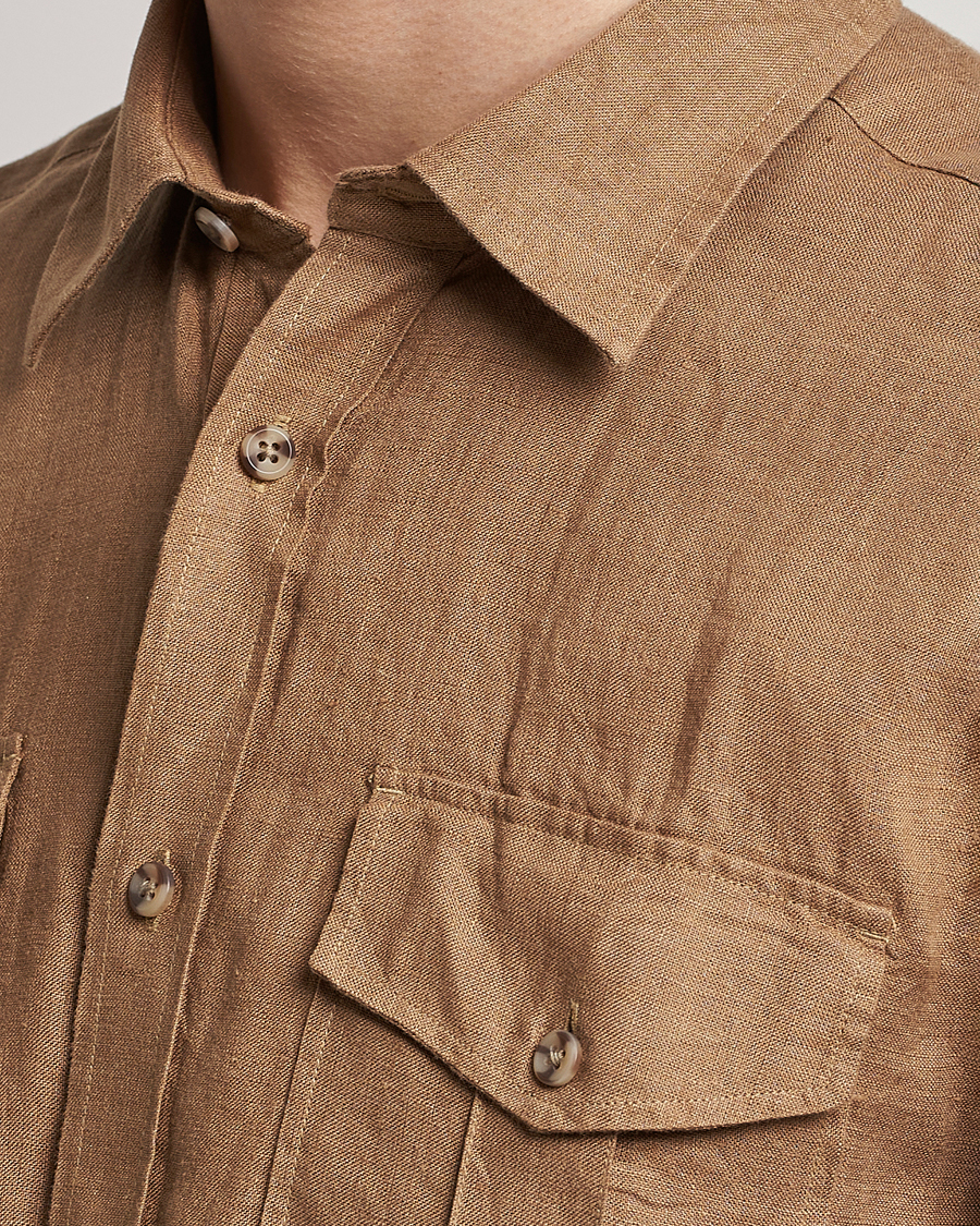 Herre | Skjorter | Morris | Safari Linen Shirt Khaki Brown