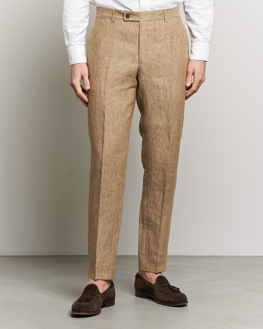 Herre | Jakkesæt | Morris | Bobby Linen Suit Trousers Khaki