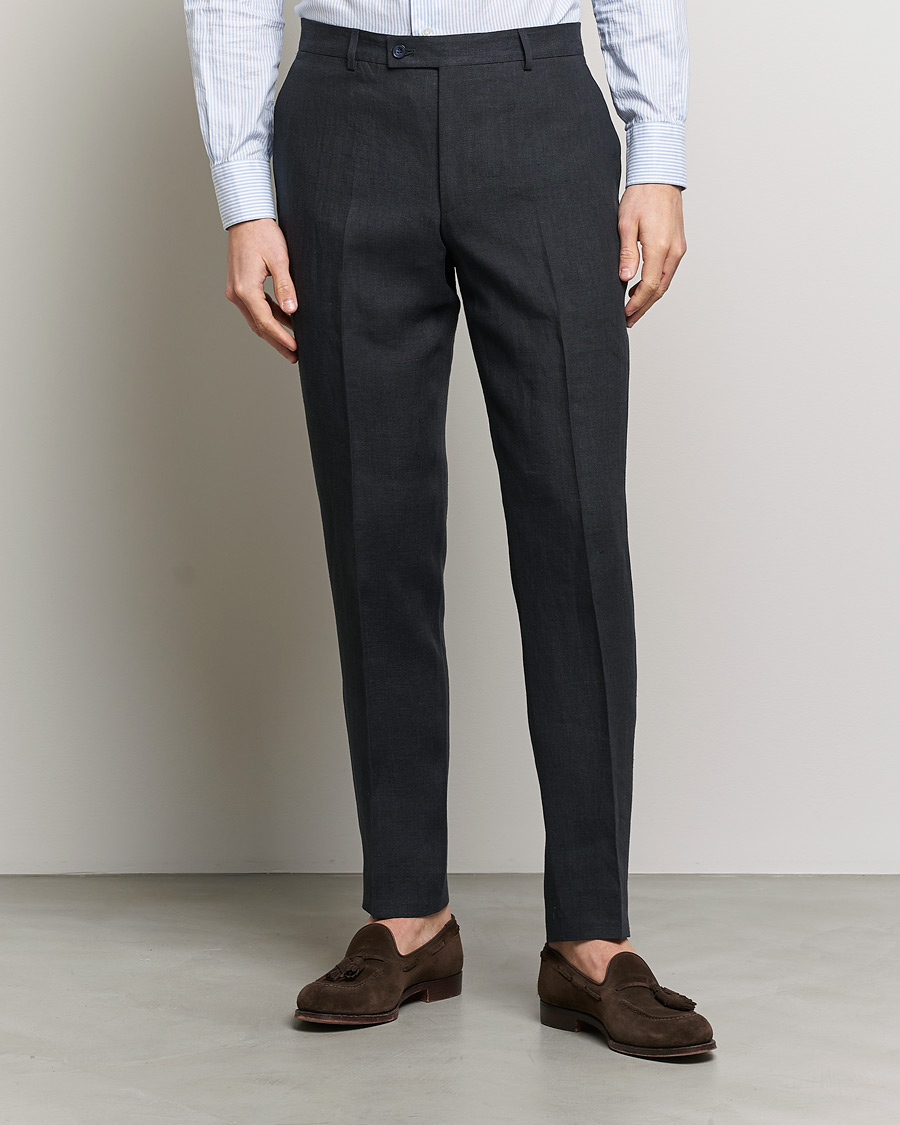 Herre | Hørbukser | Morris | Bobby Linen Suit Trousers Navy