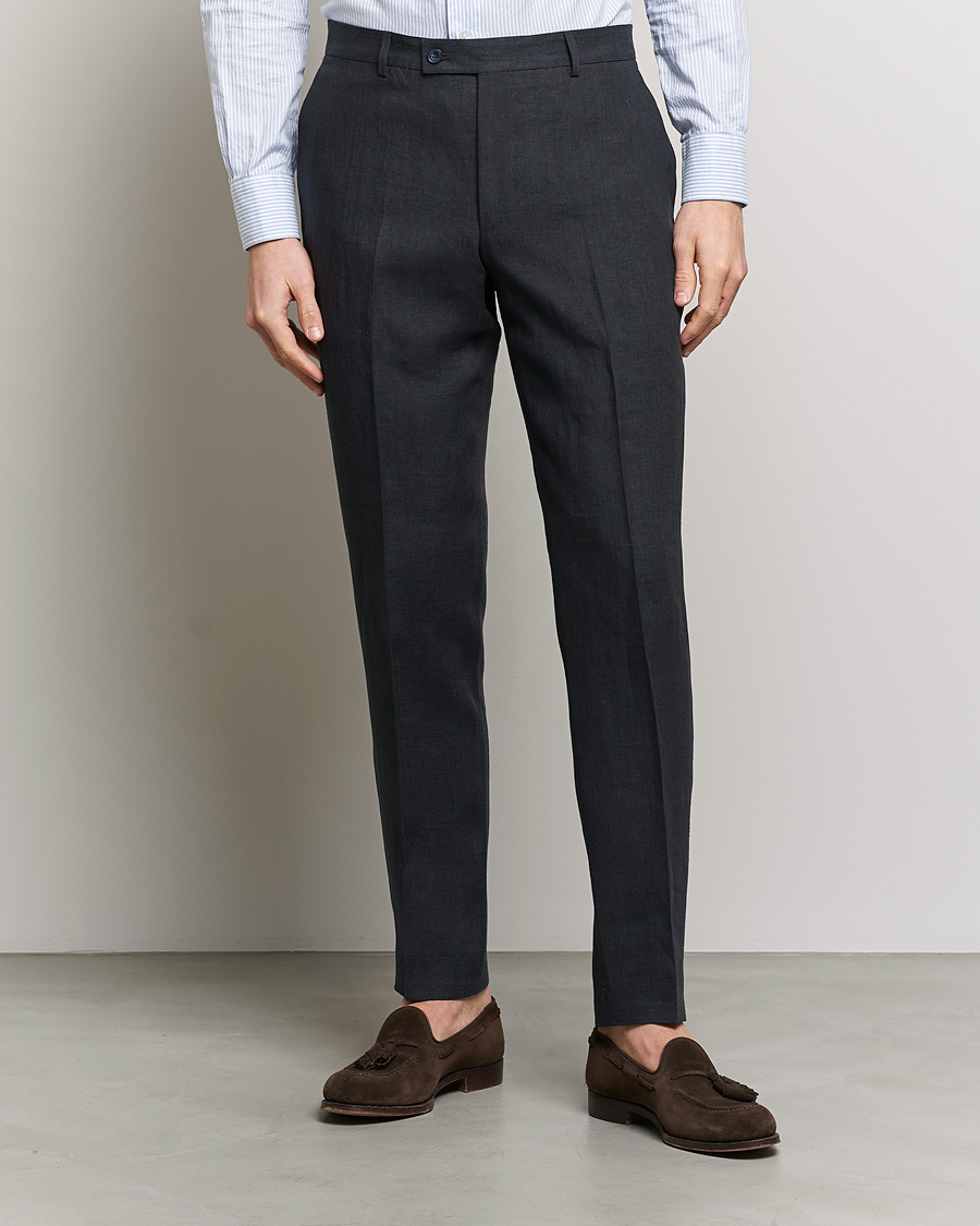 Herre | Bukser | Morris | Bobby Linen Suit Trousers Navy