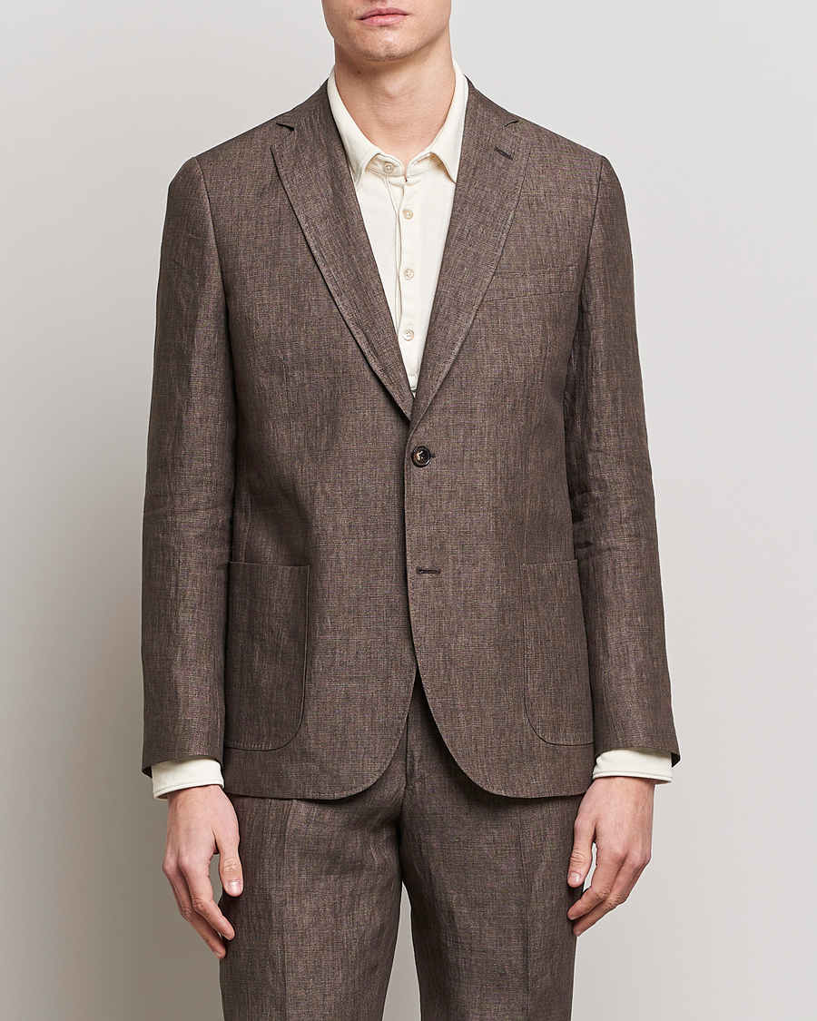 Herre | Preppy Authentic | Morris | Archie Linen Suit Blazer Brown