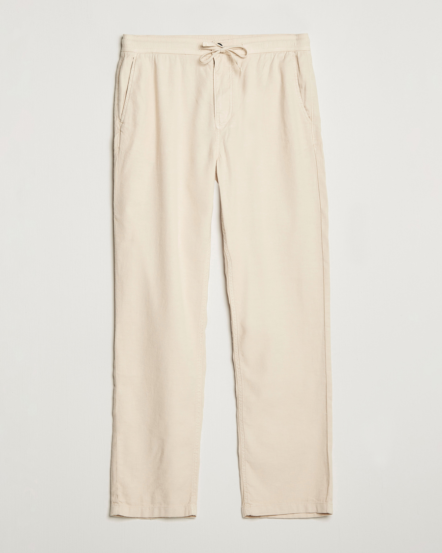 Herre | Bukser | Morris | Fenix Linen Drawstring Trousers Beige