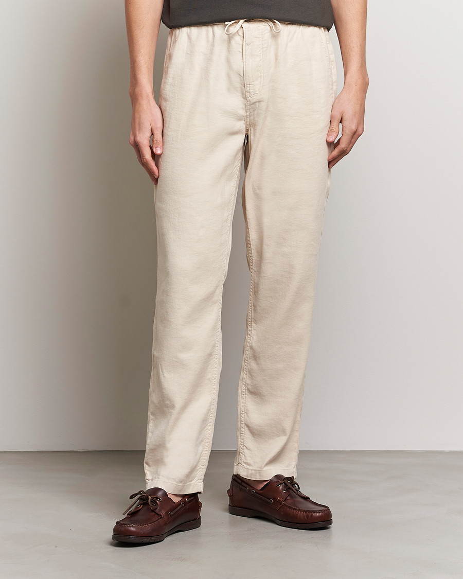 Herre | Bukser | Morris | Fenix Linen Drawstring Trousers Beige