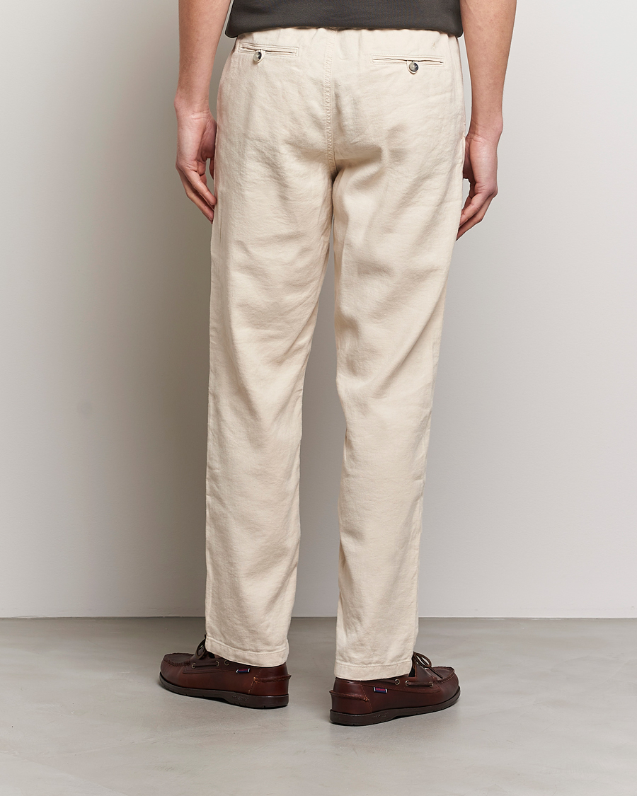Herre | Bukser | Morris | Fenix Linen Drawstring Trousers Beige