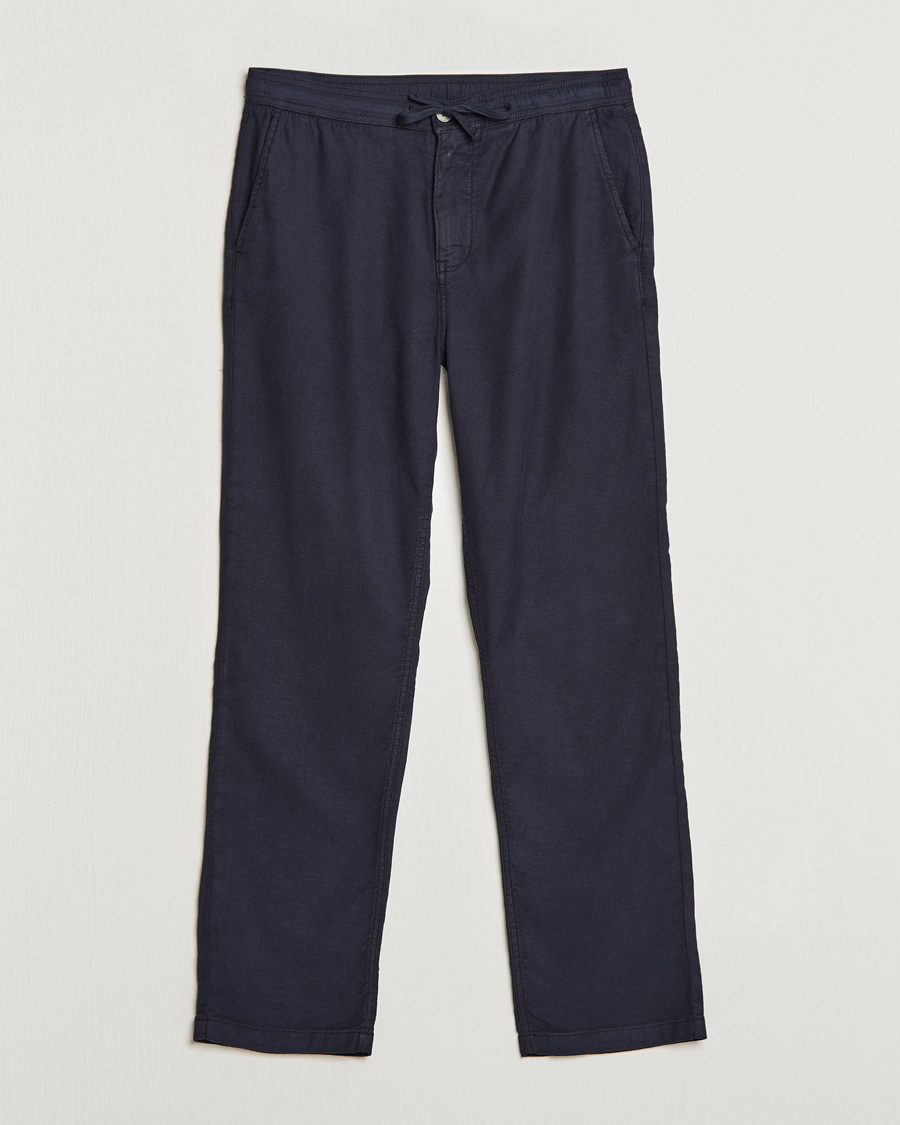 Herre | Bukser | Morris | Fenix Linen Drawstring Trousers Navy