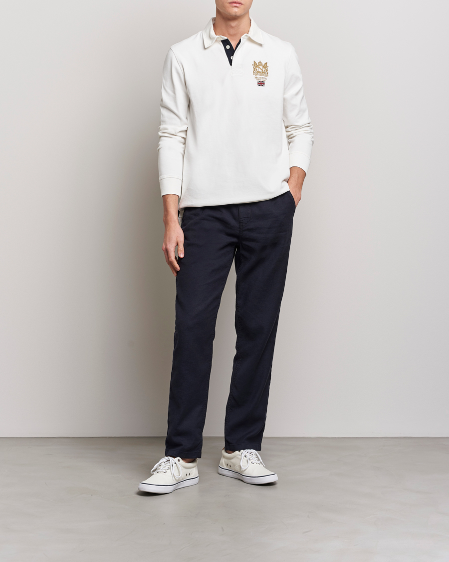 Herre | Bukser | Morris | Fenix Linen Drawstring Trousers Navy