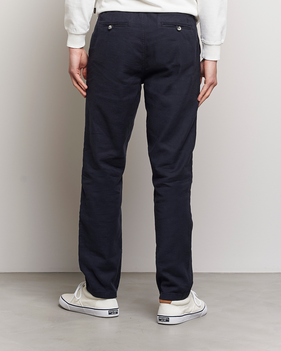 Herre | Bukser | Morris | Fenix Linen Drawstring Trousers Navy
