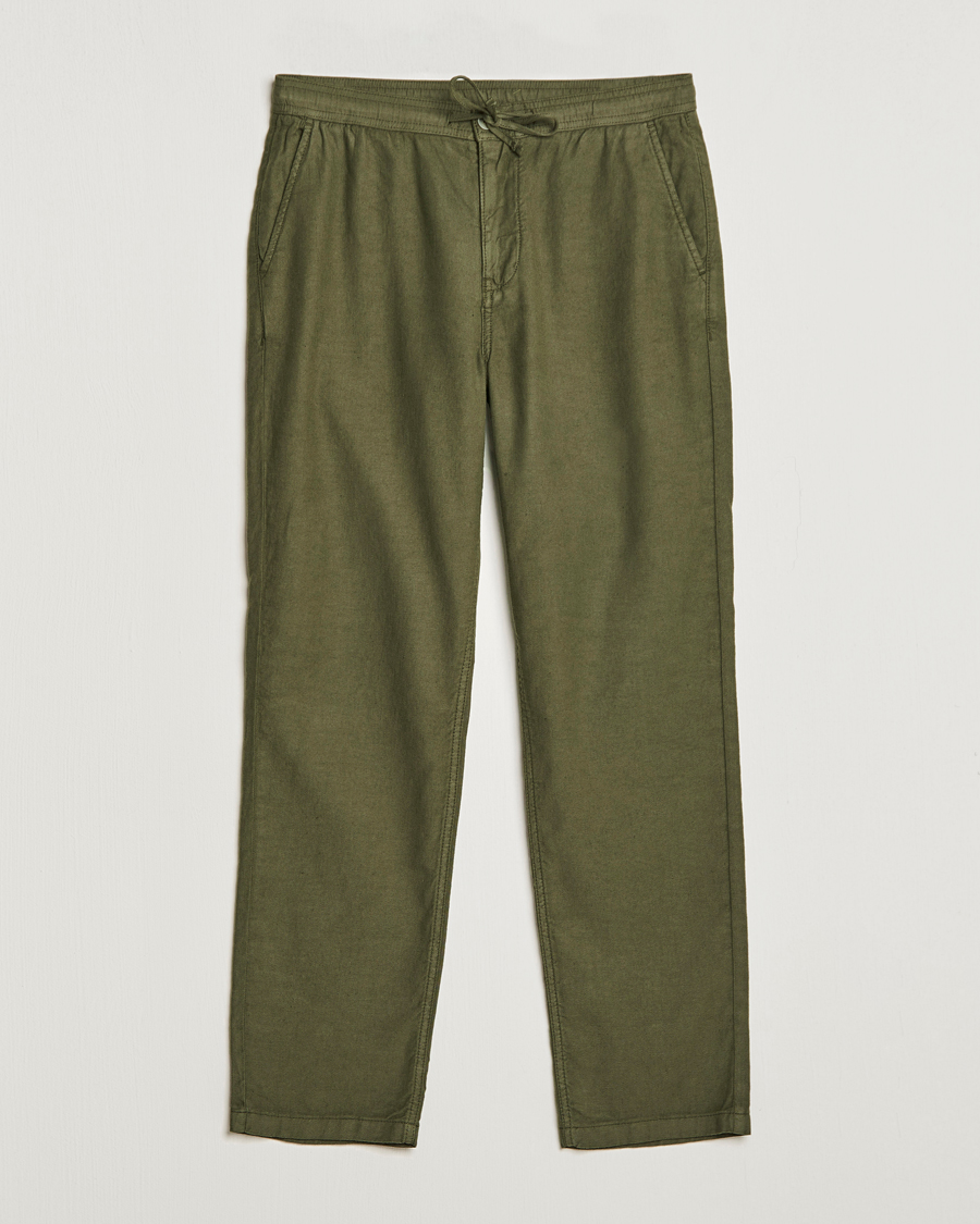 Herre | Bukser | Morris | Fenix Linen Drawstring Trousers Olive
