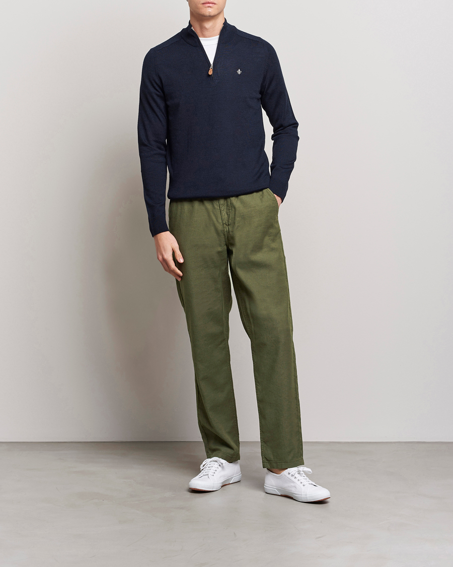 Herre | Bukser | Morris | Fenix Linen Drawstring Trousers Olive