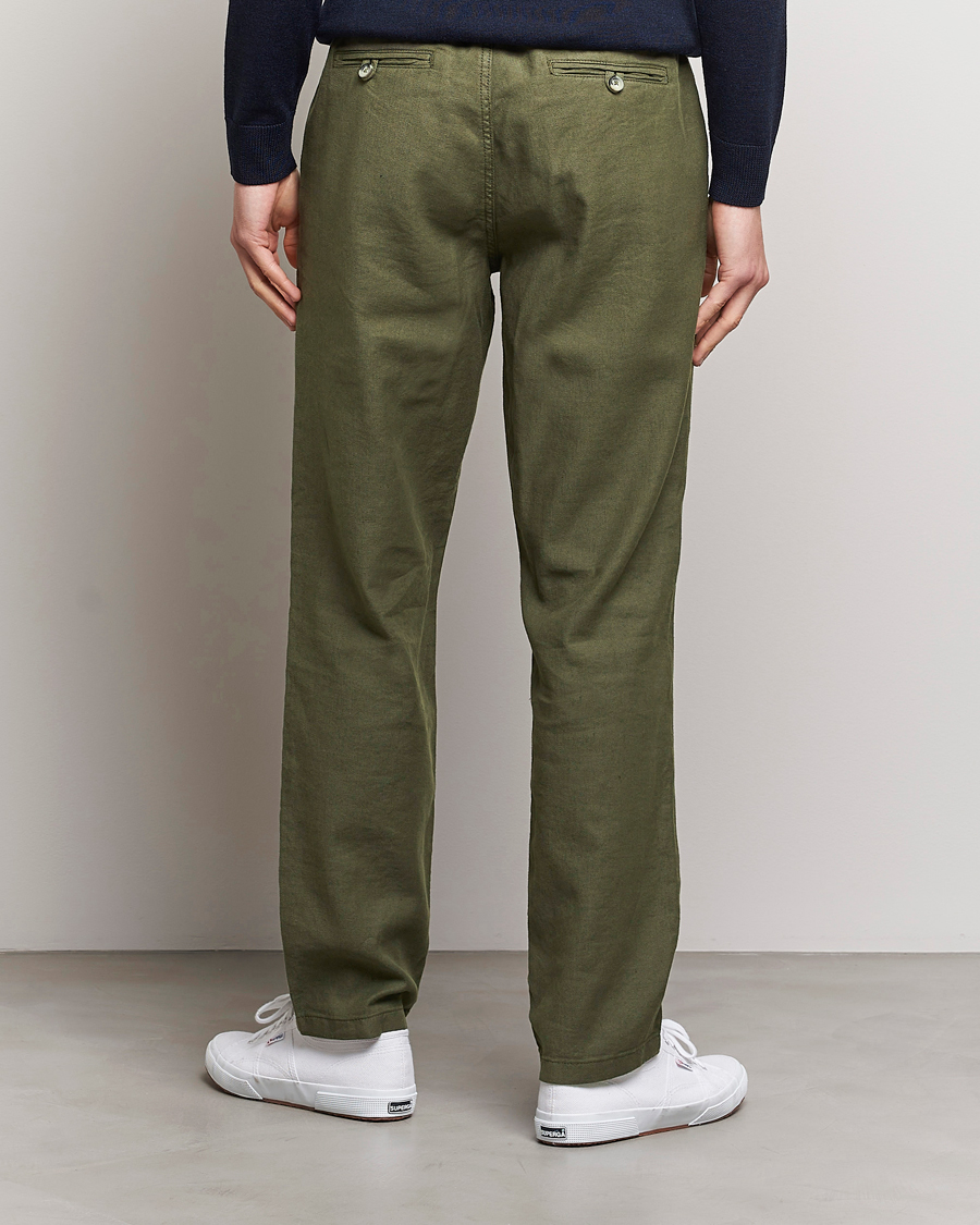 Herre | Bukser | Morris | Fenix Linen Drawstring Trousers Olive