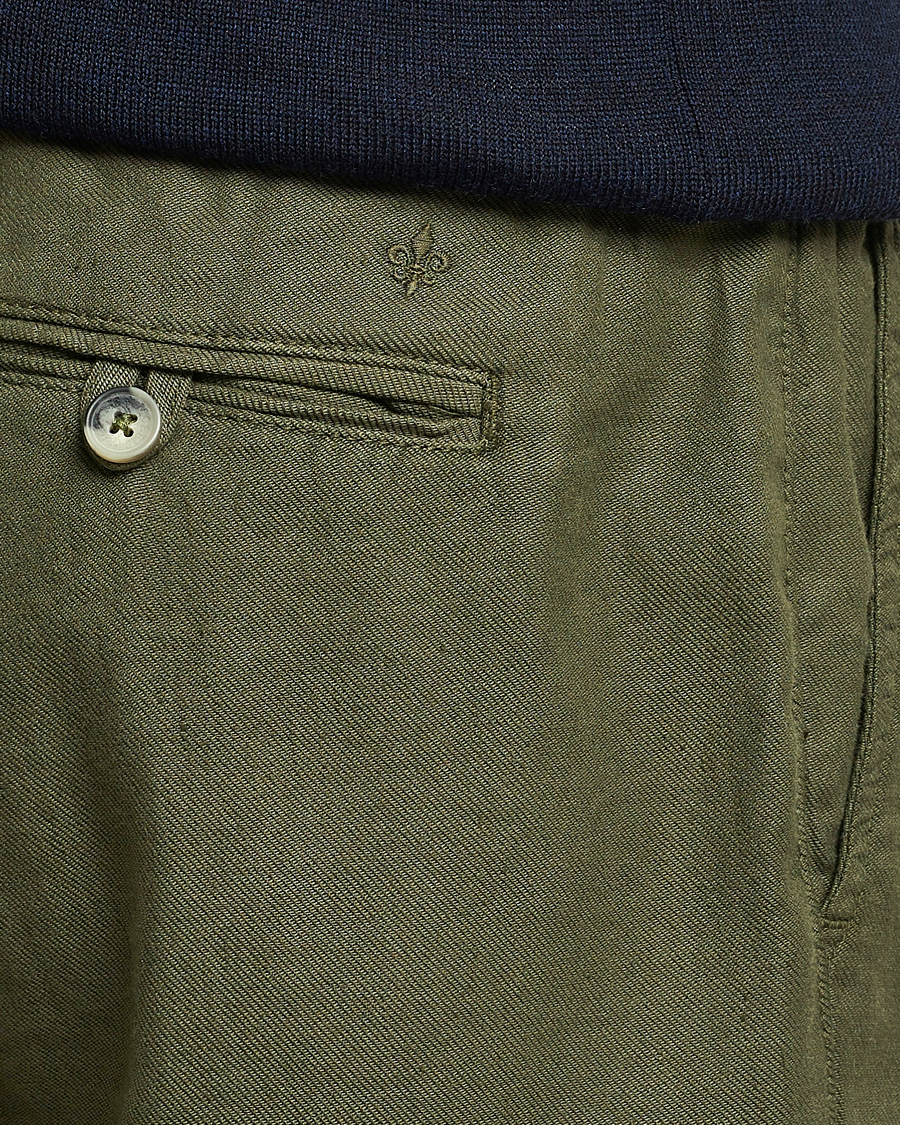 Herre | Bukser | Morris | Fenix Linen Drawstring Trousers Olive