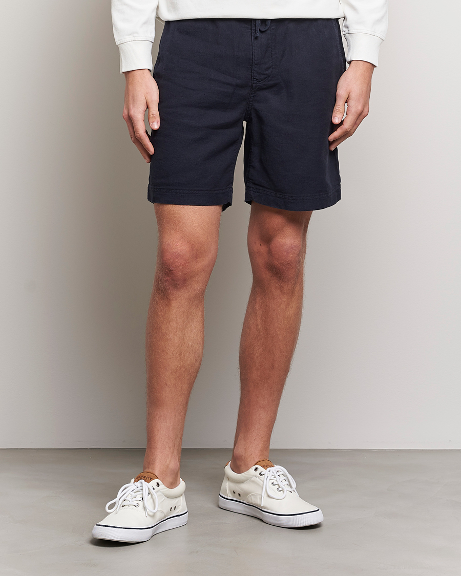 Herre |  | Morris | Fenix Linen Drawstring Shorts Navy
