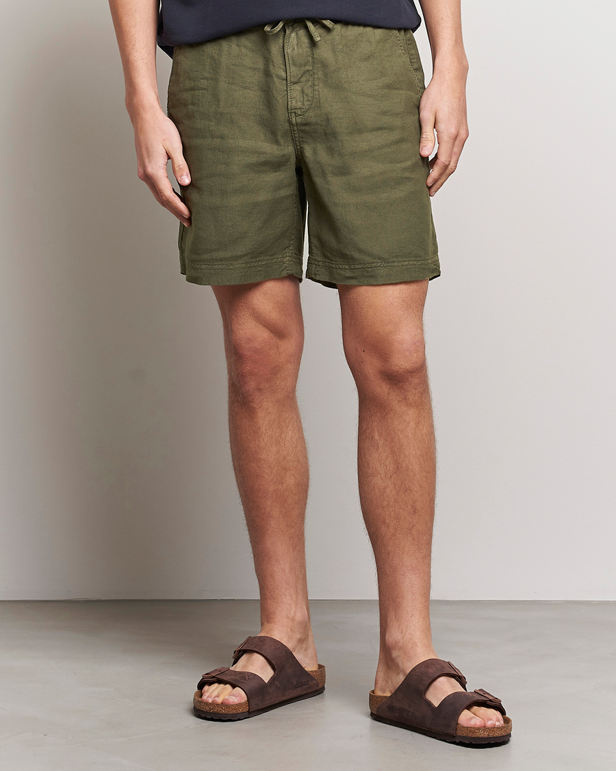 Herre |  | Morris | Fenix Linen Drawstring Shorts Olive