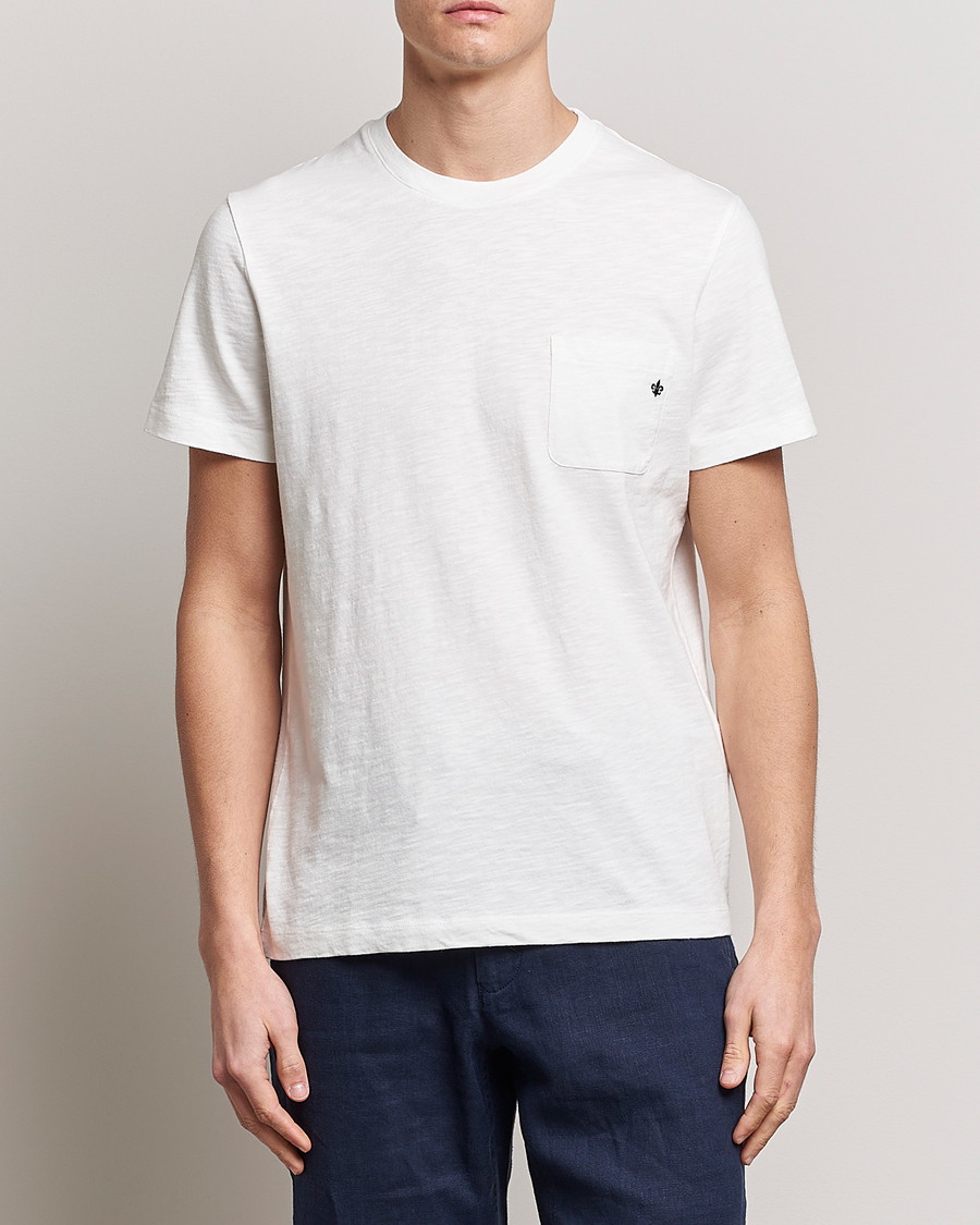 Herre | T-Shirts | Morris | Lily Slub Pocket Crew Neck Tee White