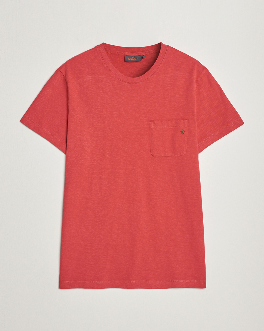 Herre | T-Shirts | Morris | Lily Slub Pocket Crew Neck Tee Red