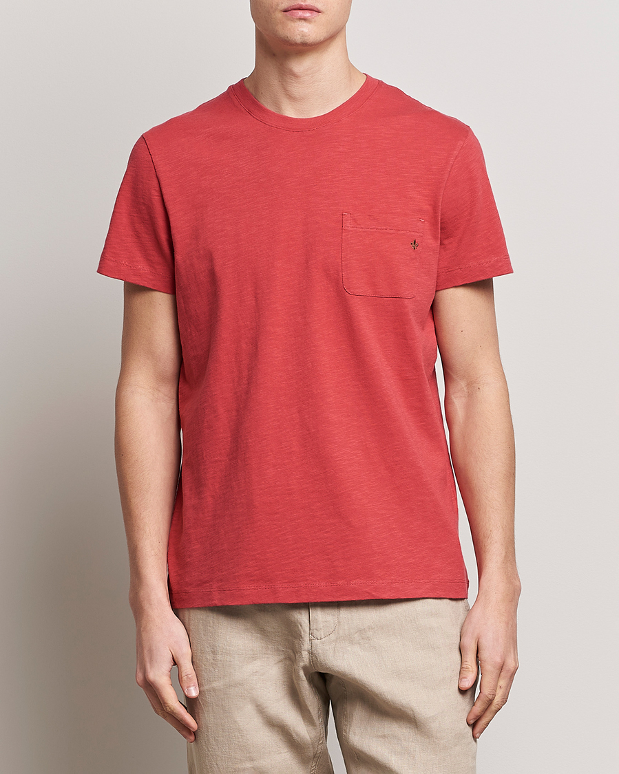 Herre | T-Shirts | Morris | Lily Slub Pocket Crew Neck Tee Red