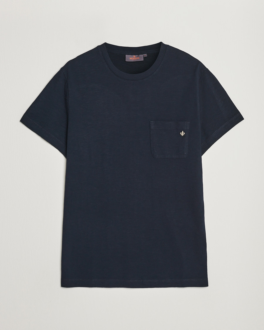 Herre | T-Shirts | Morris | Lily Slub Pocket Crew Neck Tee Navy