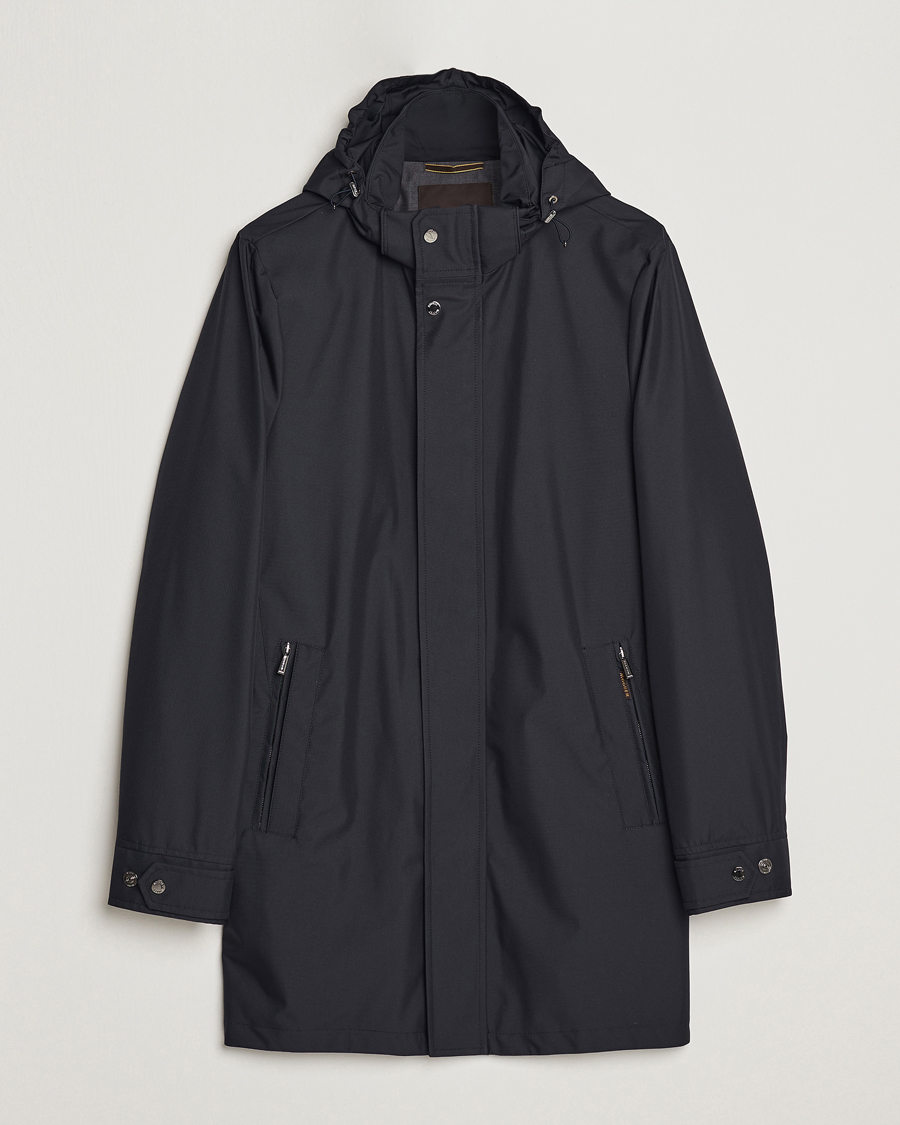 Herre | Jakker | MooRER | Waterproof Hooded Coat Dark Blue