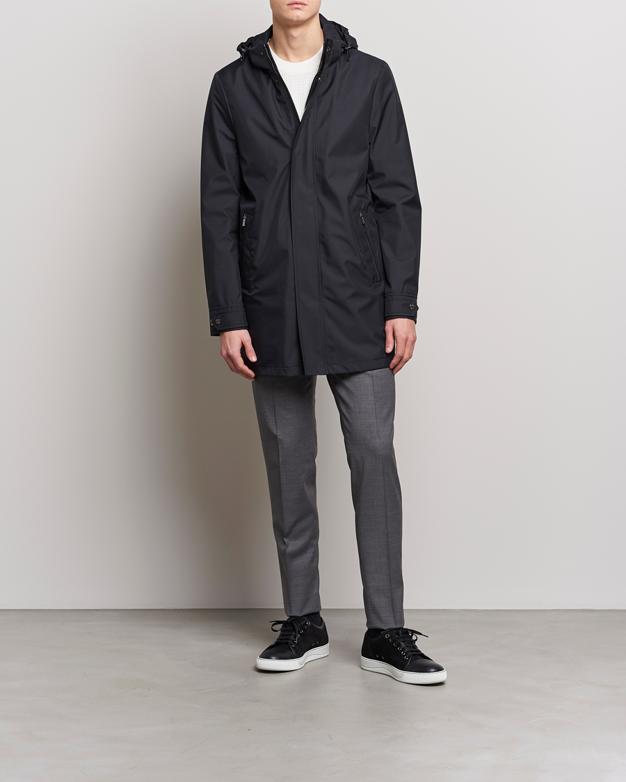 Herre | Jakker | MooRER | Waterproof Hooded Coat Dark Blue
