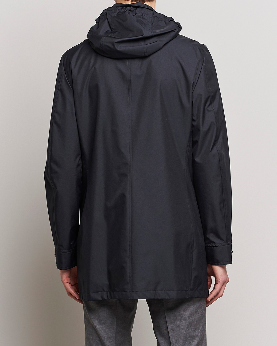Herre | Jakker | MooRER | Waterproof Hooded Coat Dark Blue