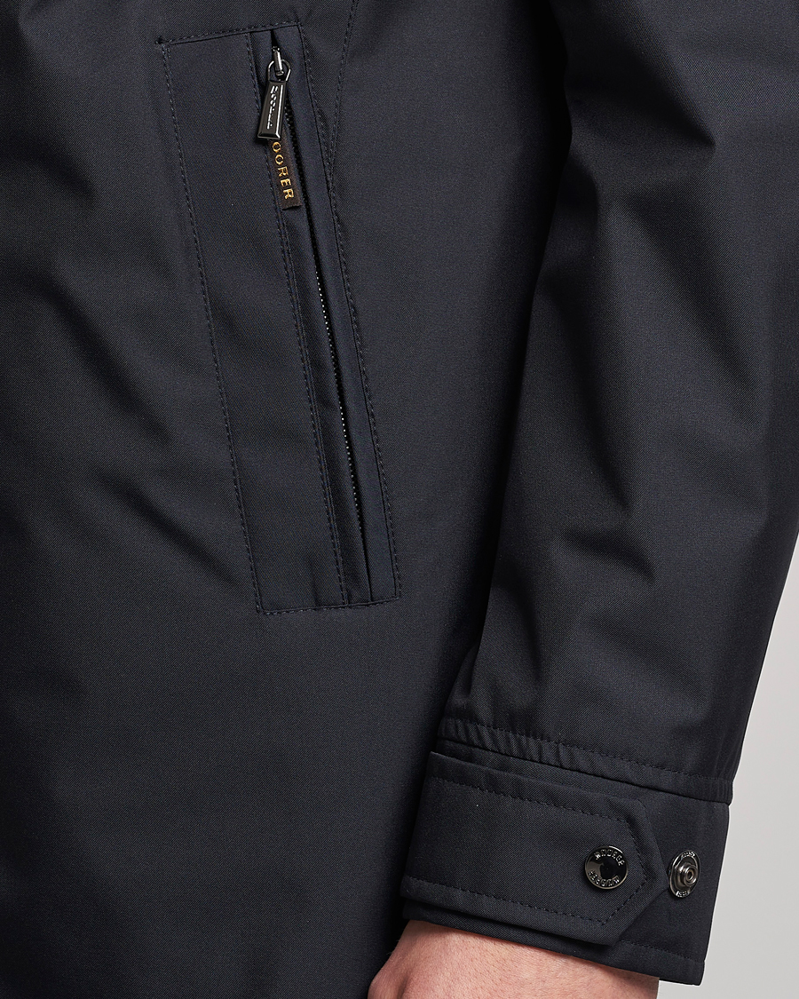 Herre | Jakker | MooRER | Waterproof Hooded Coat Dark Blue