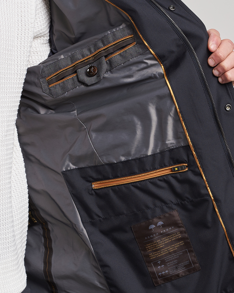 Herre | Jakker | MooRER | Waterproof Hooded Coat Dark Blue