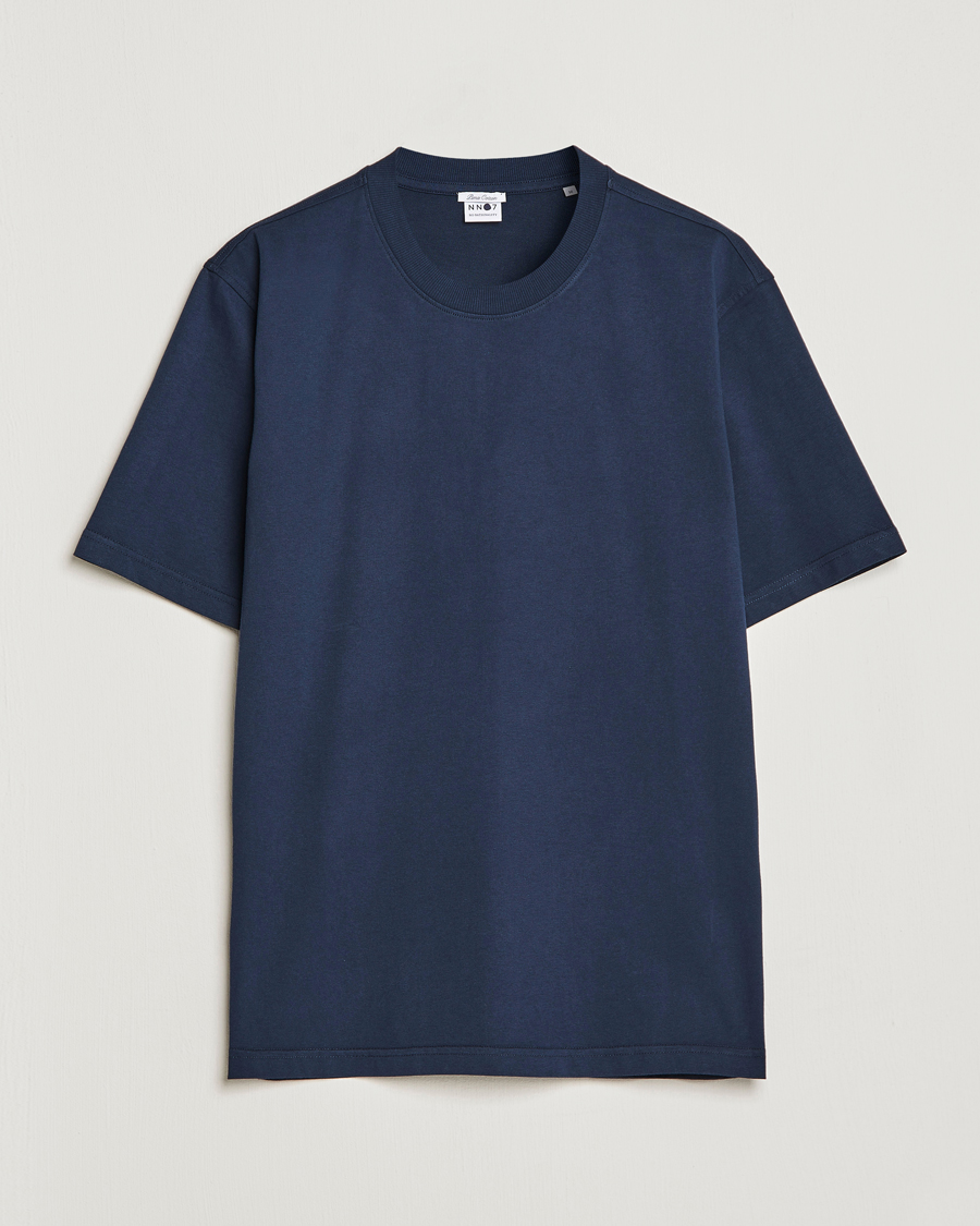 Herre | T-Shirts | NN07 | Adam Pima Crew Neck T-Shirt Navy Blue