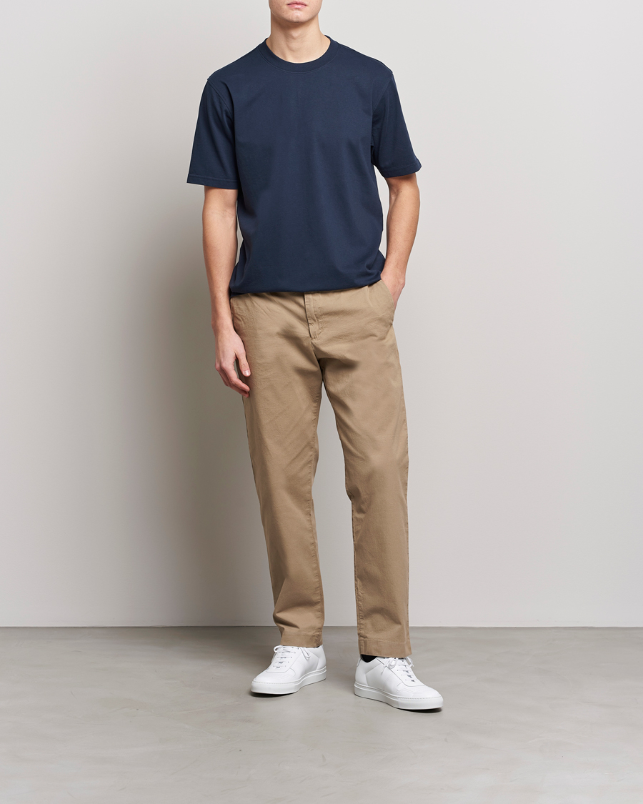 Herre | T-Shirts | NN07 | Adam Pima Crew Neck T-Shirt Navy Blue