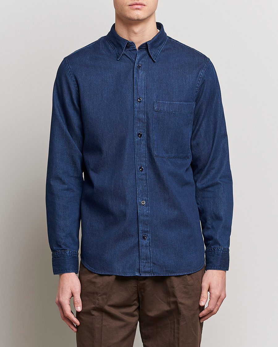Herre | Denimskjorter | NN07 | Cohen Tencel Denim Shirt Dark Indigo