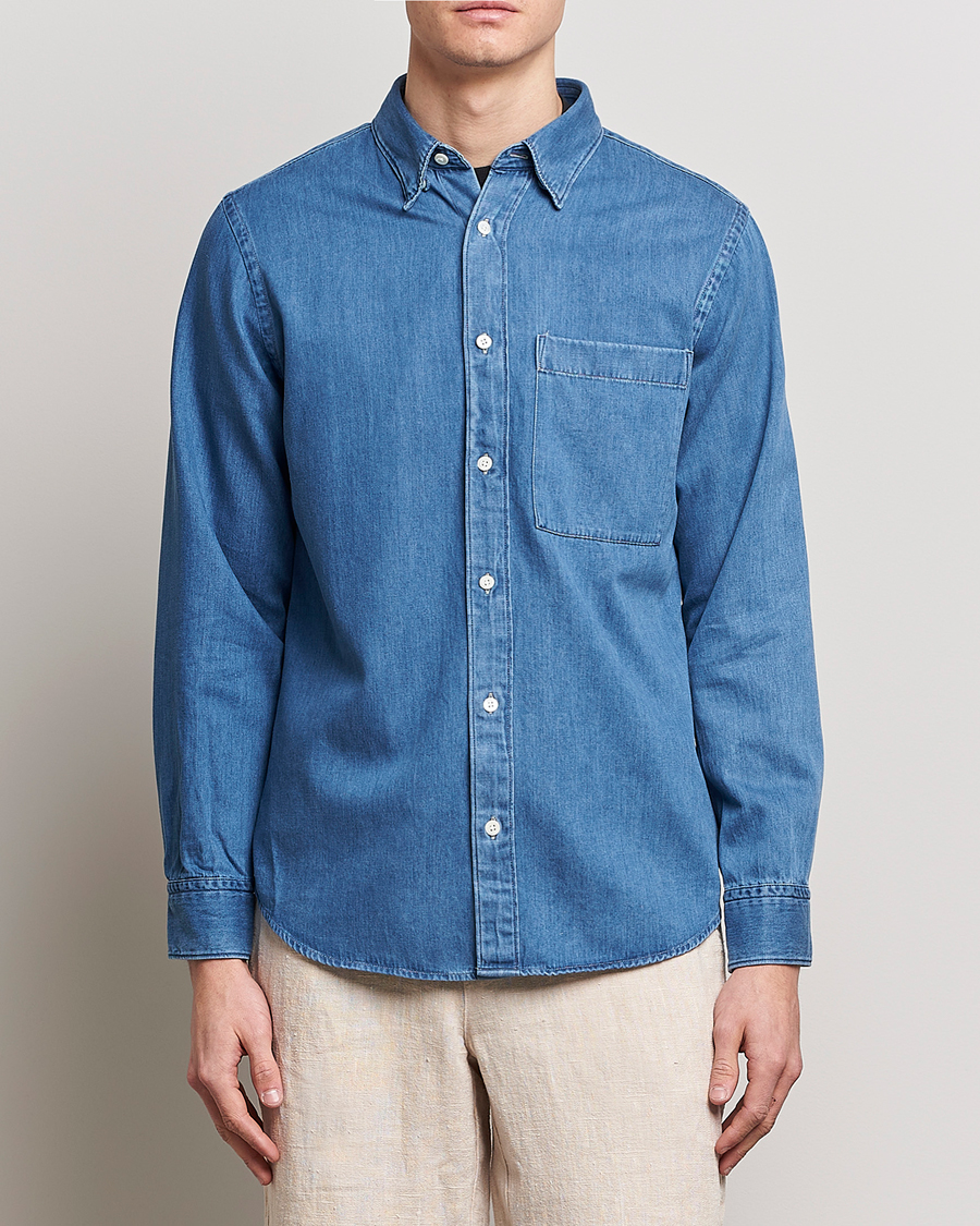 Herre | Skjorter | NN07 | Cohen Tencel Denim Shirt Medium Blue