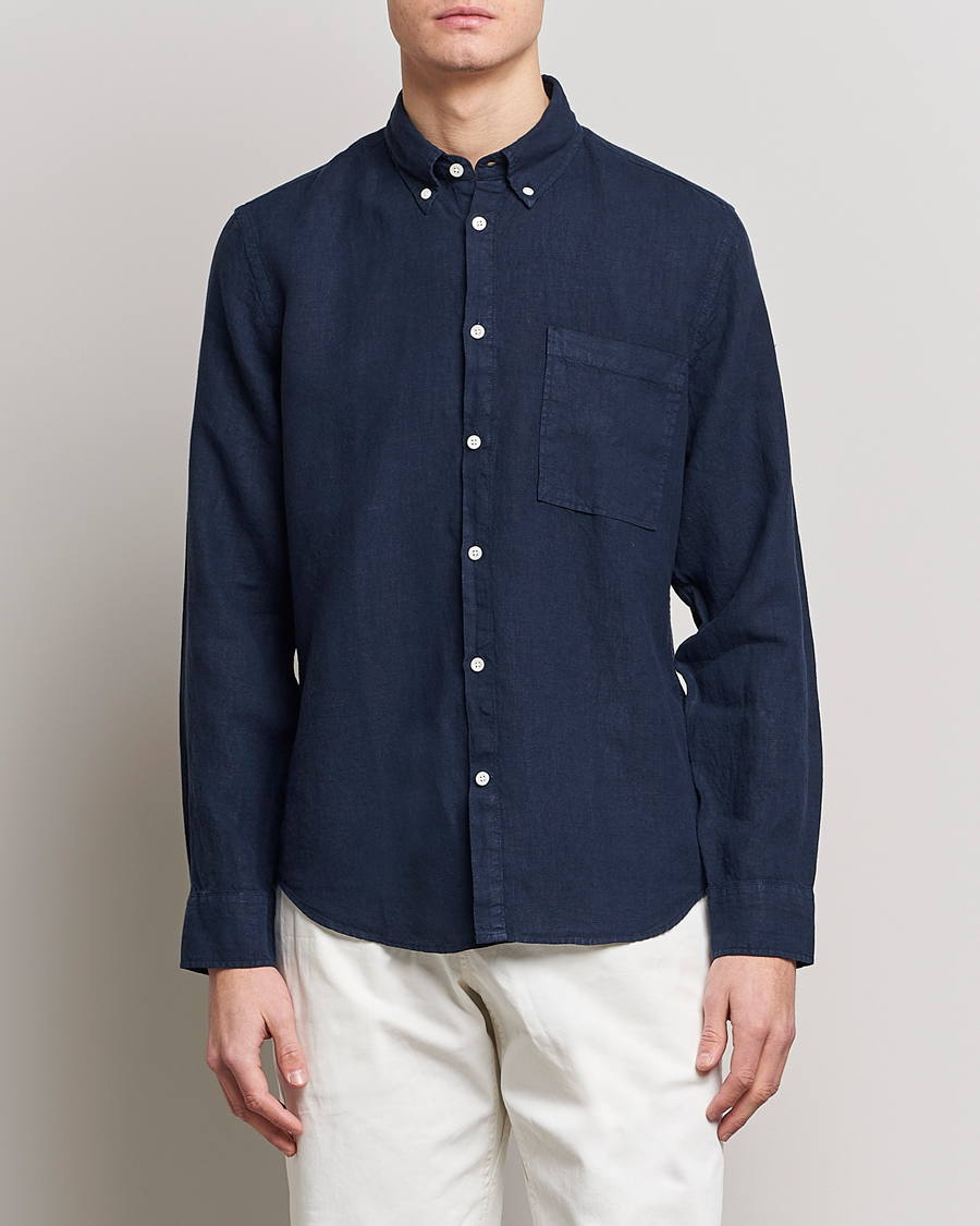 Herre |  | NN07 | Arne Linen Shirt Navy Blue