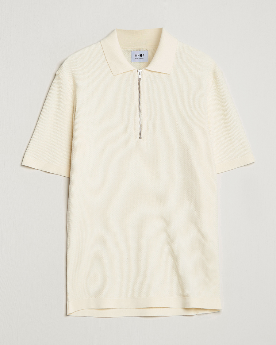Herre | Polotrøjer | NN07 | Hansie Structured Zip Polo Ecru