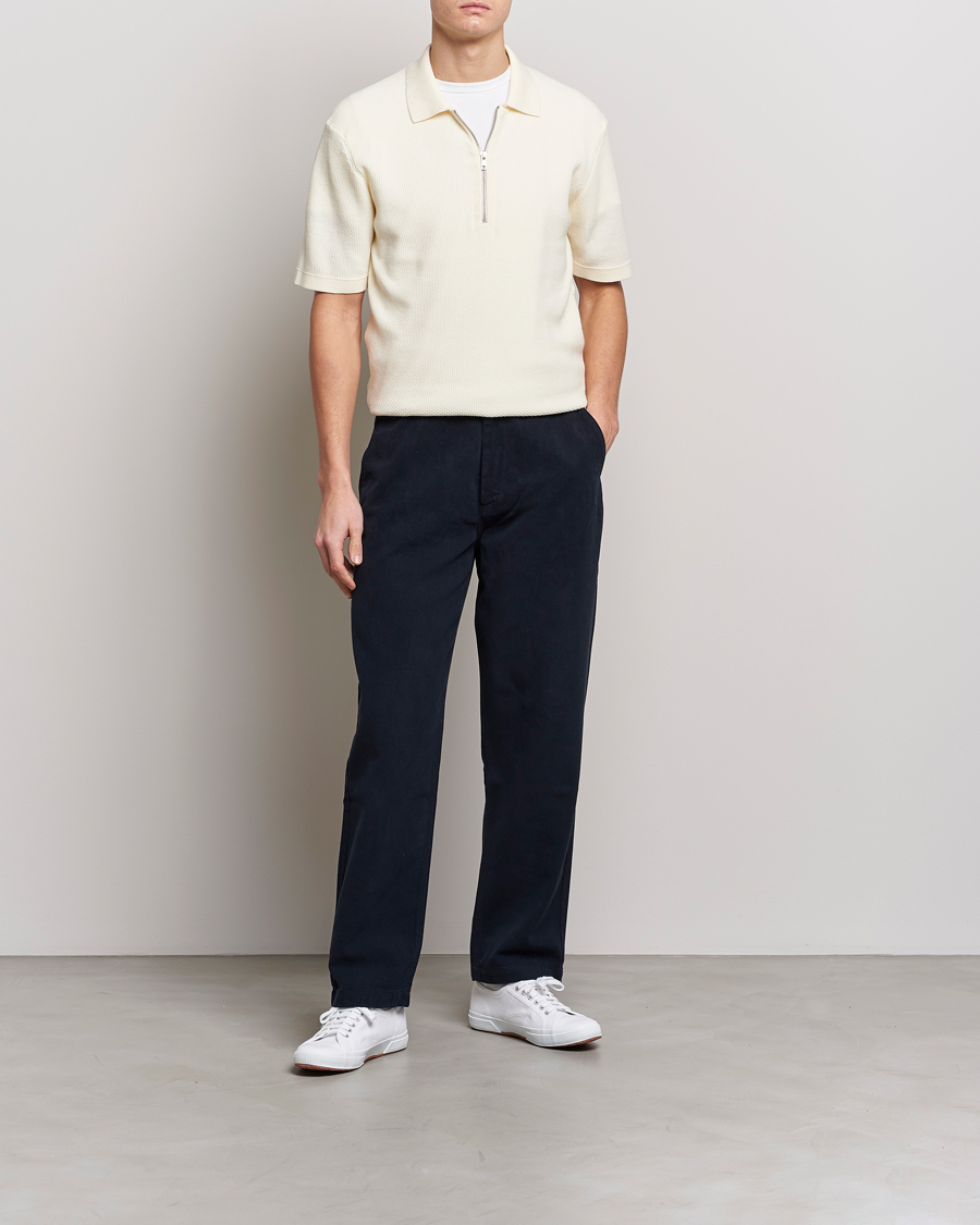 Herre | Polotrøjer | NN07 | Hansie Structured Zip Polo Ecru