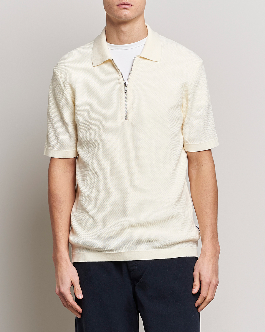 Herre | Polotrøjer | NN07 | Hansie Structured Zip Polo Ecru