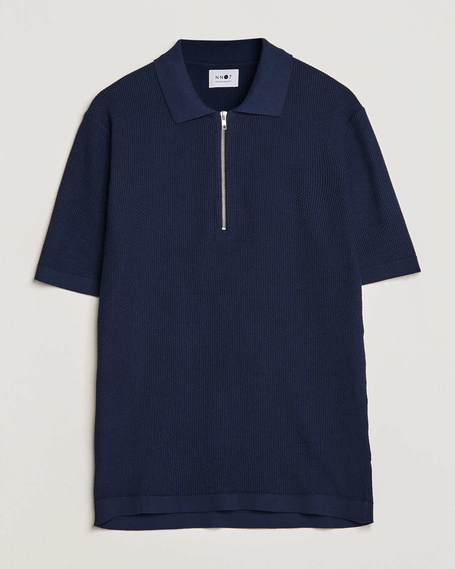 Herre | Polotrøjer | NN07 | Hansie Structured Zip Polo Navy Blue