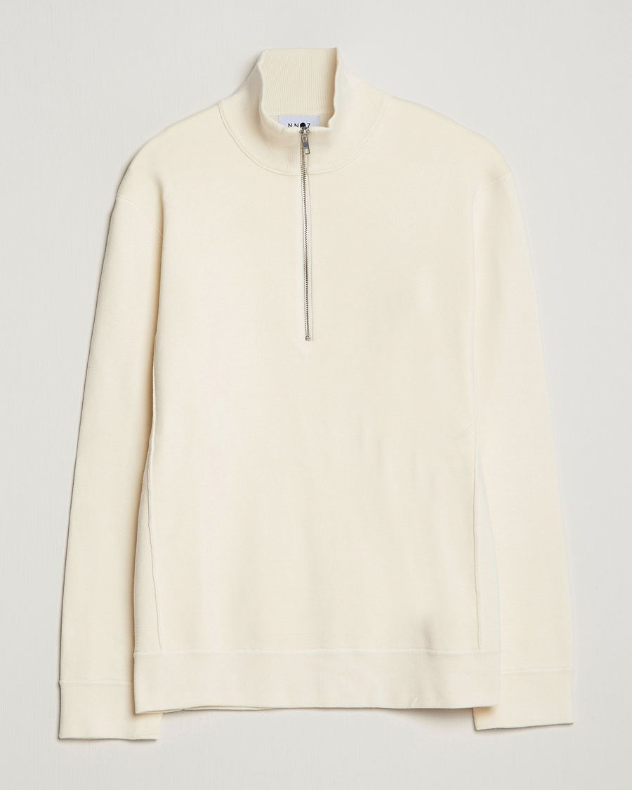 Herre | Trøjer | NN07 | Luis Knitted Half-Zip Sweater Ecru