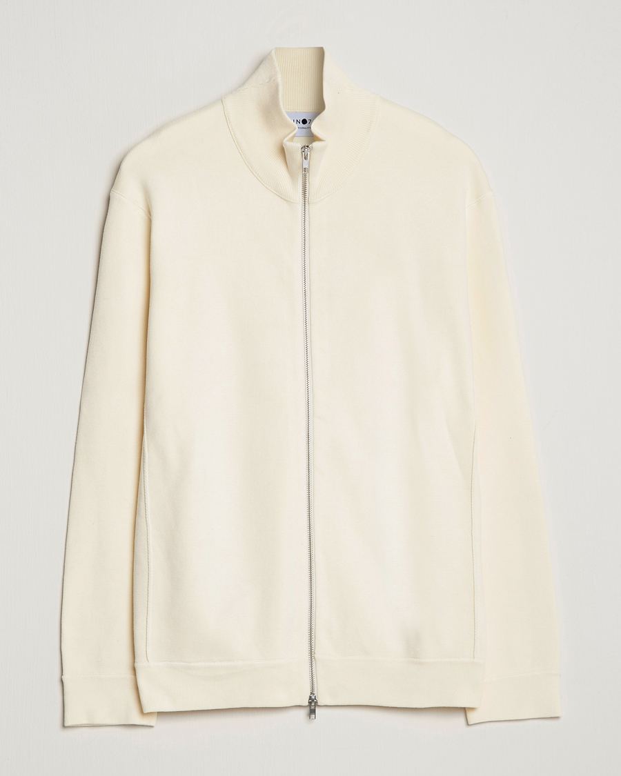 Herre | Trøjer | NN07 | Luis Knitted Full-Zip Sweater Ecru